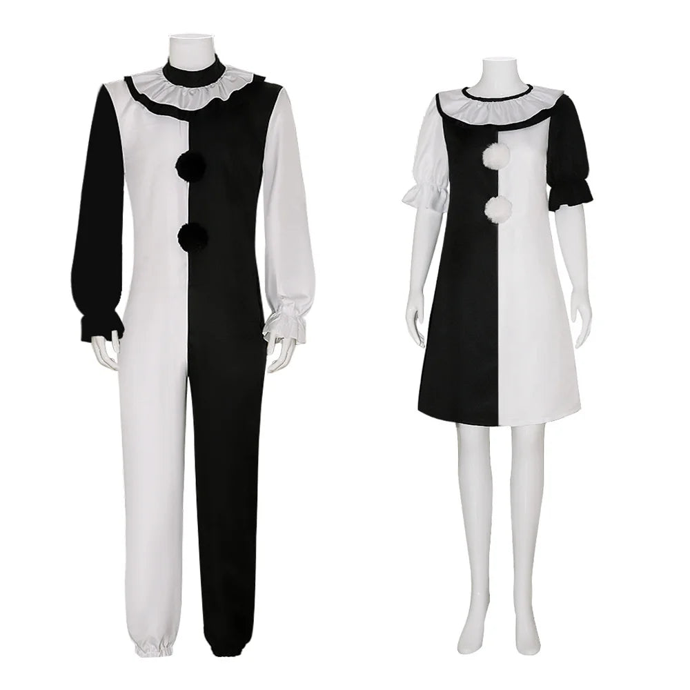 Terrifier Art Clown Joker Cosplay Costume Men Jumpsuit Women Role Play Fancy Dress up Horror Dress Suit Halloween Carnival Party