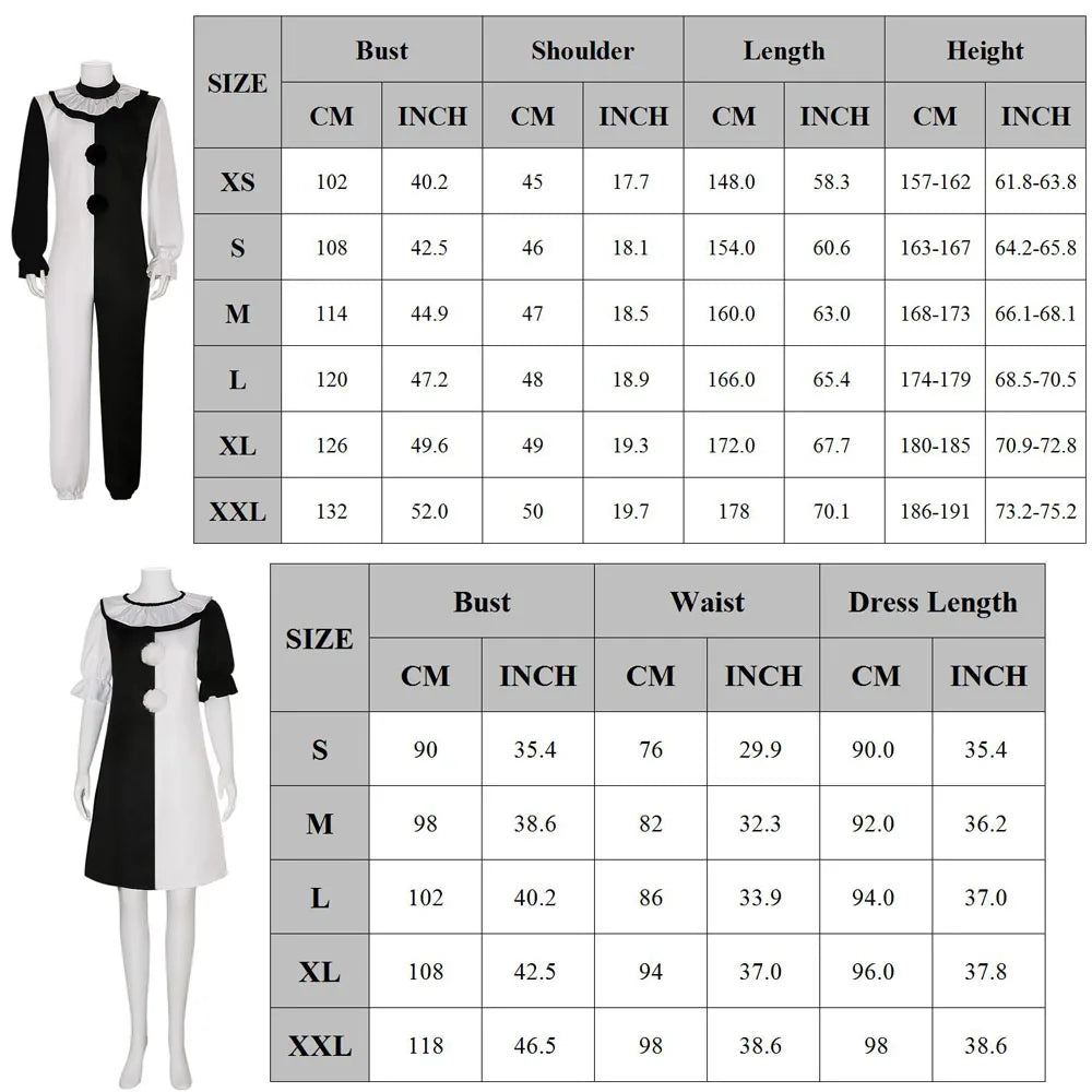 Terrifier Art Clown Joker Cosplay Costume Men Jumpsuit Women Role Play Fancy Dress up Horror Dress Suit Halloween Carnival Party