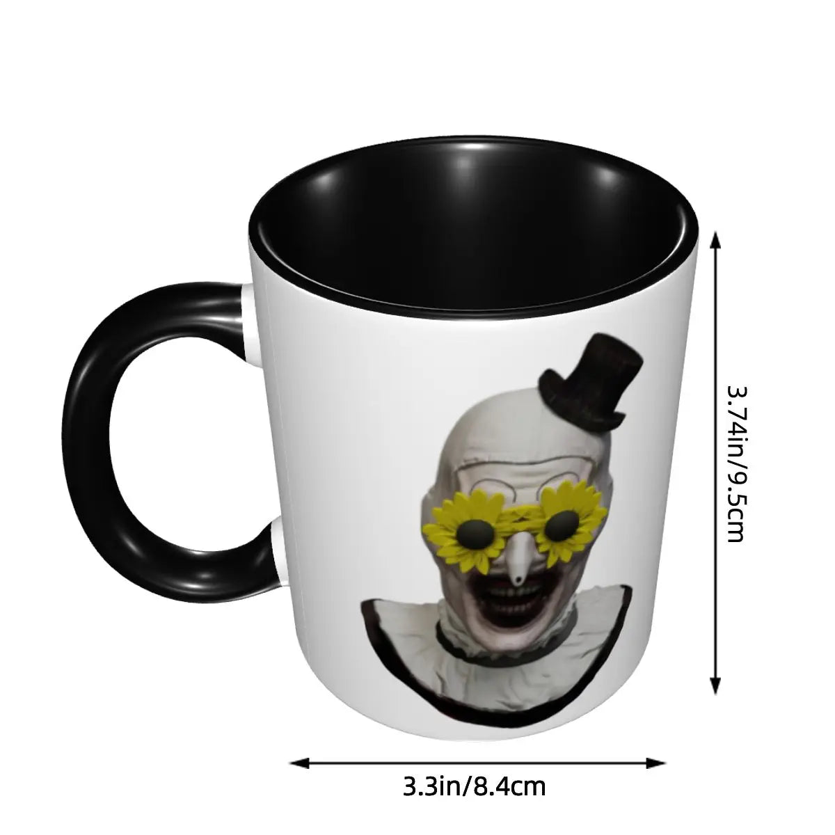 Sunflower Glasses Art the Clown Coffee Mug Kawaii Terrifier Movie Tea Cups Gift for Women Men