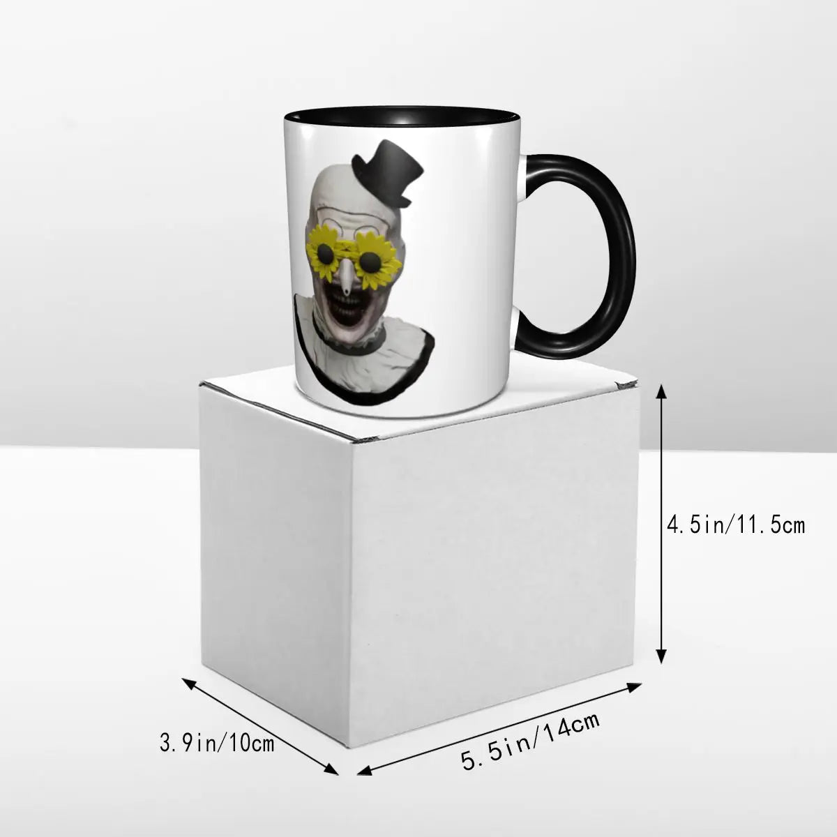 Sunflower Glasses Art the Clown Coffee Mug Kawaii Terrifier Movie Tea Cups Gift for Women Men