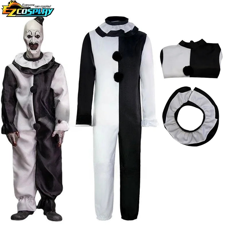 Art the Clown Cosplay Movie Terrifier 2 Art the Clown Cosplay Costume Jumpsuit Mask Halloween Costumes Mask for Men Women