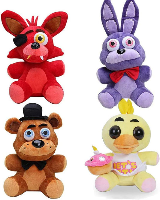 Five Nights 7-Inch Plush Figure Set - Bonnie, Foxy, Fazbear - Stuffed Toys for Game Fans & Kids