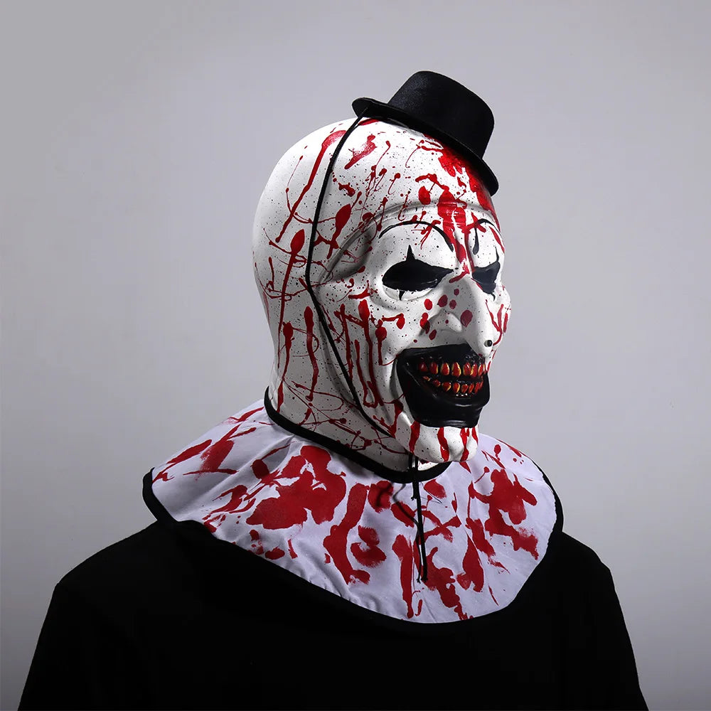 Bloody Terrifier 3 Art the Clown Mask Cosplay Joker Killer Demon Skull Latex Helmet Halloween Carnival Purim Party Costume Props