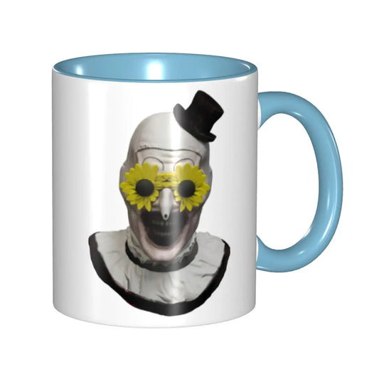 Sunflower Glasses Art the Clown Coffee Mug Kawaii Terrifier Movie Tea Cups Gift for Women Men