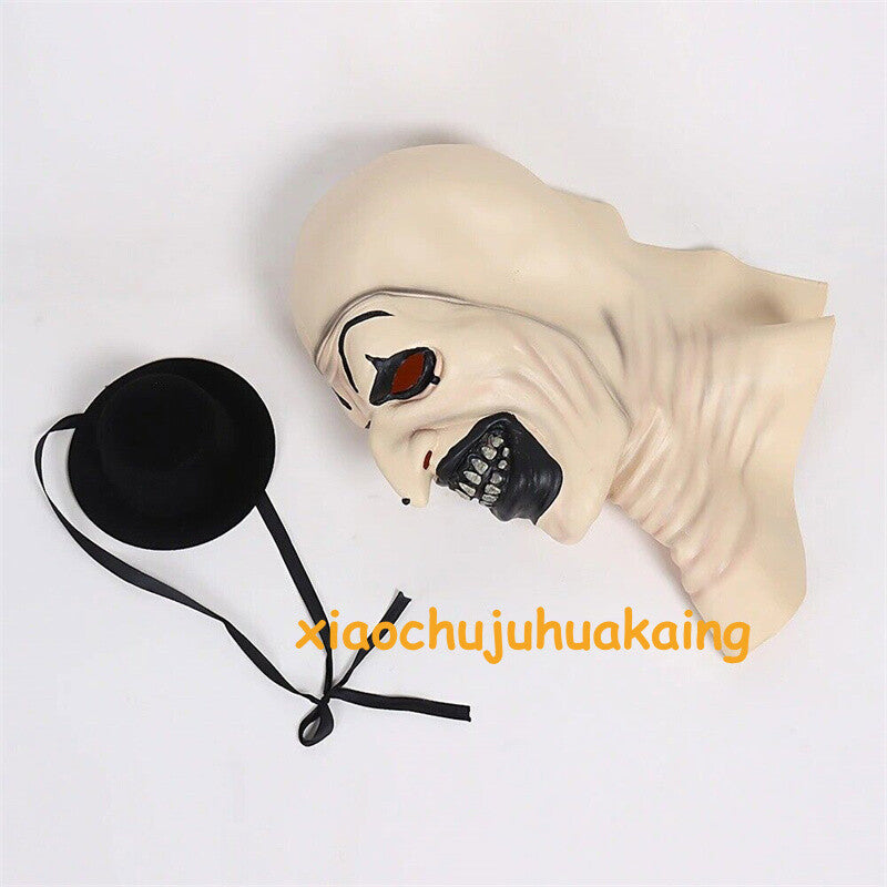 Black Hat Joker Mask Terrifier Art the Clown Cosplay Latex Mask Halloween Props