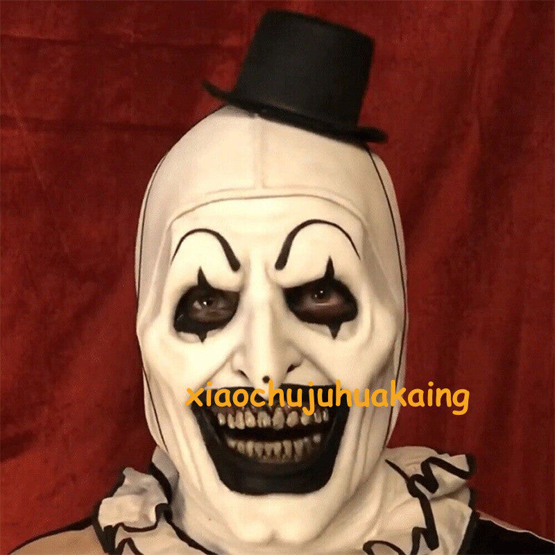 Black Hat Joker Mask Terrifier Art the Clown Cosplay Latex Mask Halloween Props