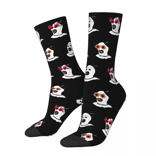 Colorful the Terrifier Art the Clown Basketball Socks Polyester Crew Socks for Women Men Non-Slip