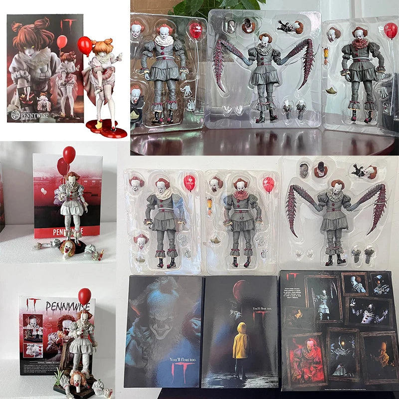 NECA Pennywise Joker Action Figure Toy Doll Horror Halloween Christmas Gift 18Cm Bookshelf Ornament