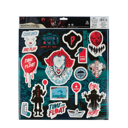 Pennywise Halloween Static Cling Wall or Window Décor, 16 Pieces by