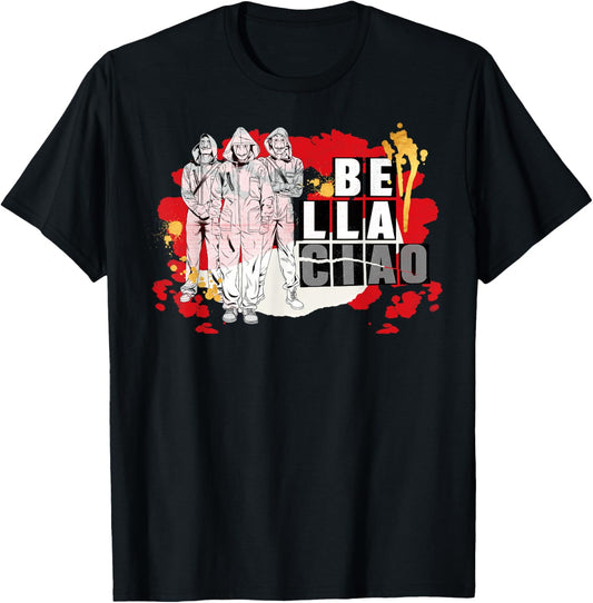 Netflix La Casa De Papel Bella Ciao Paint Splatter T-Shirt