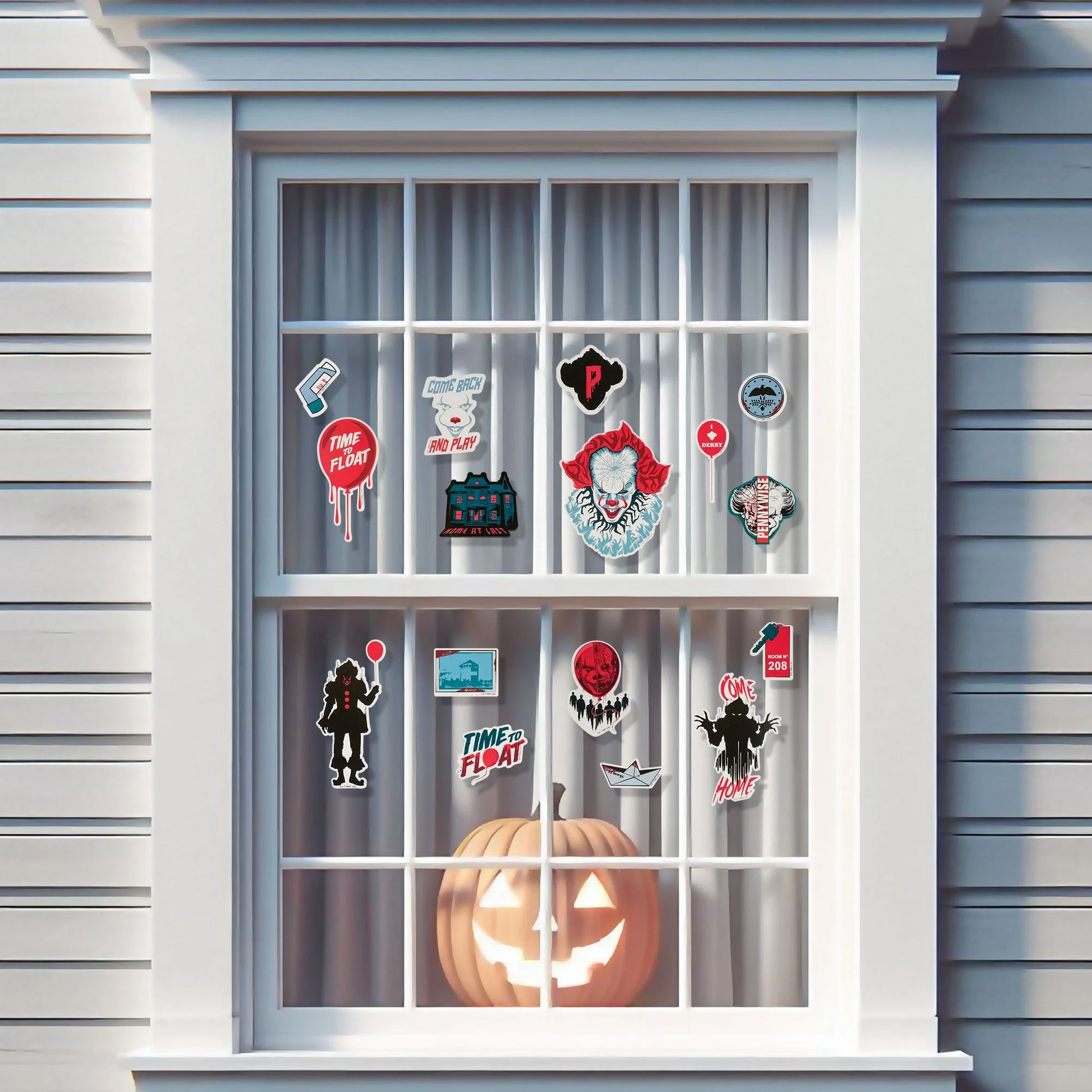 Pennywise Halloween Static Cling Wall or Window Décor, 16 Pieces by