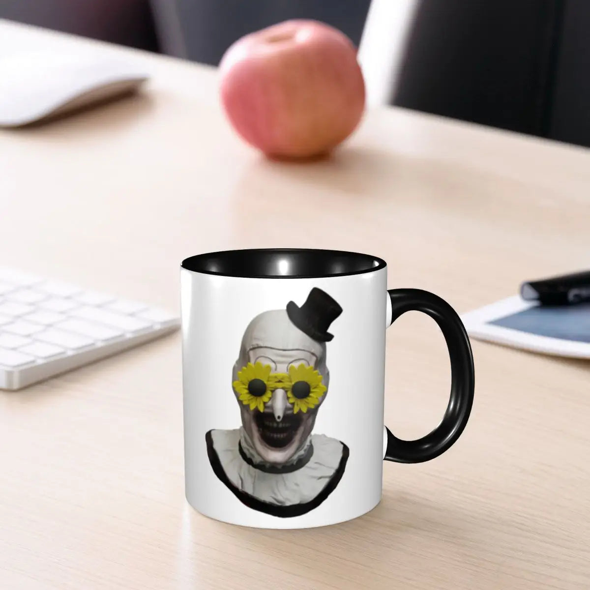 Sunflower Glasses Art the Clown Coffee Mug Kawaii Terrifier Movie Tea Cups Gift for Women Men