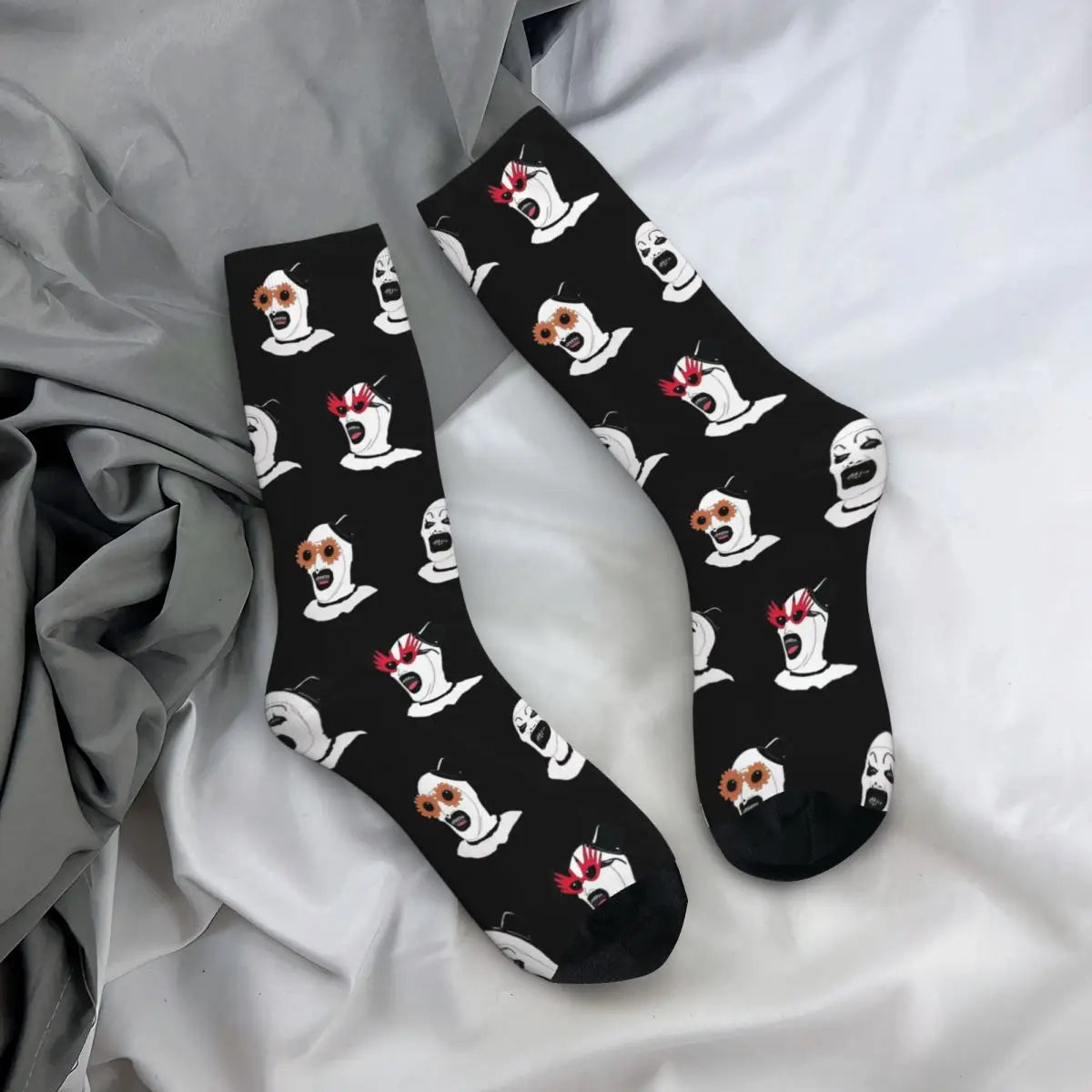 Colorful the Terrifier Art the Clown Basketball Socks Polyester Crew Socks for Women Men Non-Slip