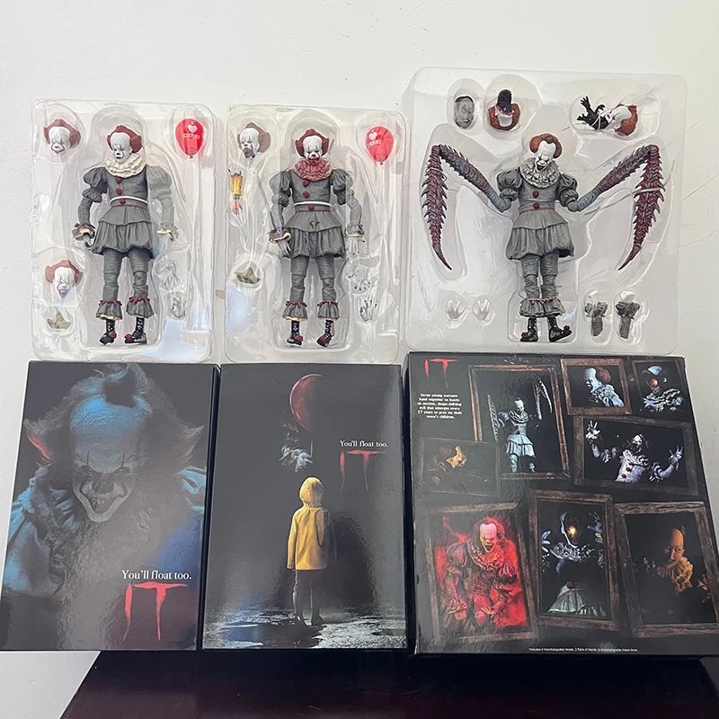 NECA Pennywise Joker Action Figure Toy Doll Horror Halloween Christmas Gift 18Cm Bookshelf Ornament