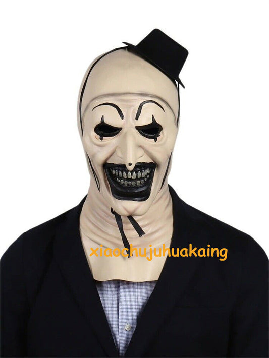 Black Hat Joker Mask Terrifier Art the Clown Cosplay Latex Mask Halloween Props