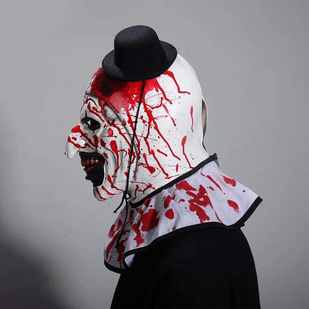 Bloody Terrifier 3 Art the Clown Mask Cosplay Joker Killer Demon Skull Latex Helmet Halloween Carnival Purim Party Costume Props