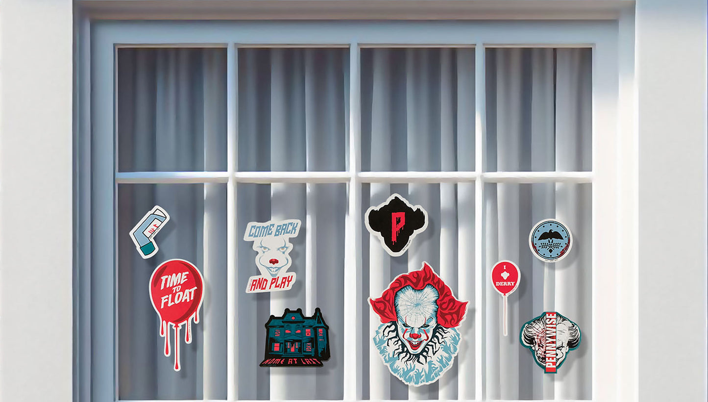 Pennywise Halloween Static Cling Wall or Window Décor, 16 Pieces by