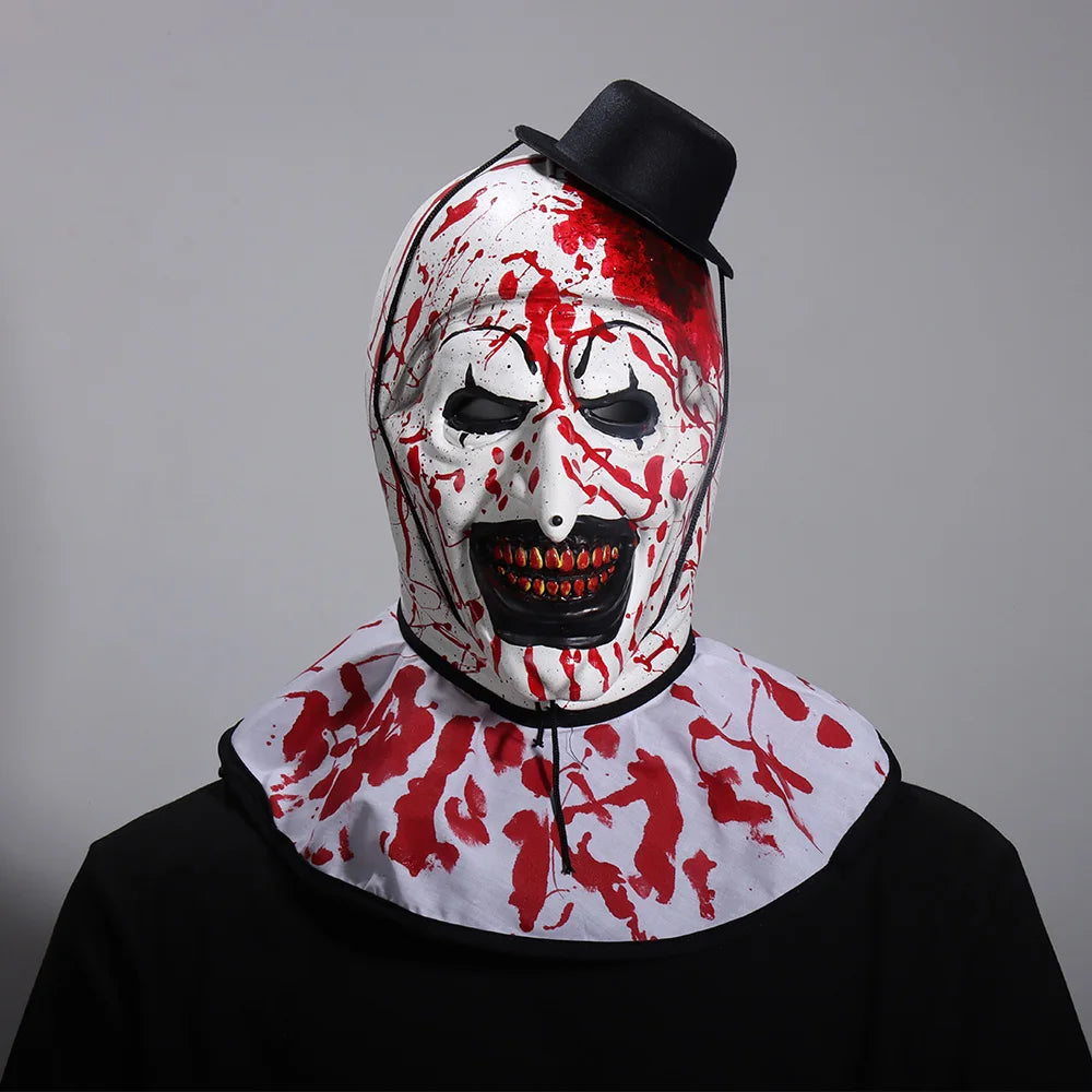 Bloody Terrifier 3 Art the Clown Mask Cosplay Joker Killer Demon Skull Latex Helmet Halloween Carnival Purim Party Costume Props