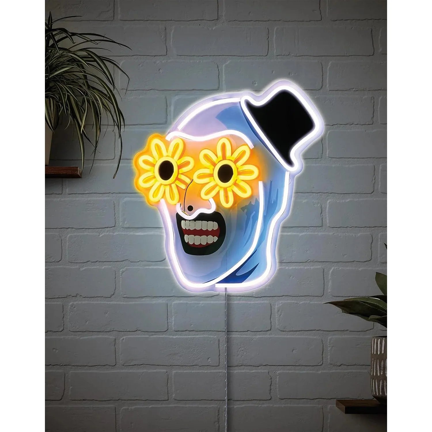 Terrifier Flower Skull UV Printed Neon Signs USB Powered LED Neon Lights for Wall Bedroom Party Game Room Man Cave Decoration