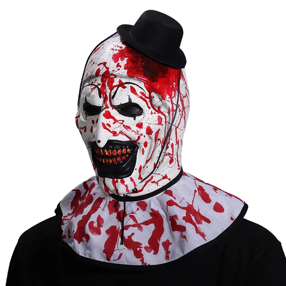 Bloody Terrifier 3 Art the Clown Mask Cosplay Joker Killer Demon Skull Latex Helmet Halloween Carnival Purim Party Costume Props