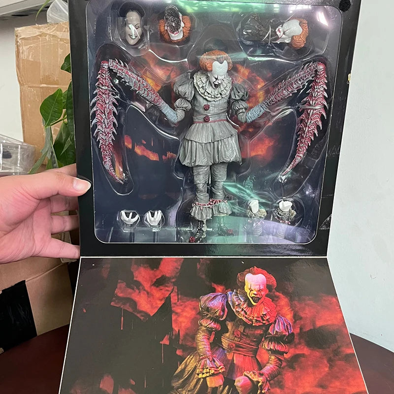 NECA Pennywise Joker Action Figure Toy Doll Horror Halloween Christmas Gift 18Cm Bookshelf Ornament