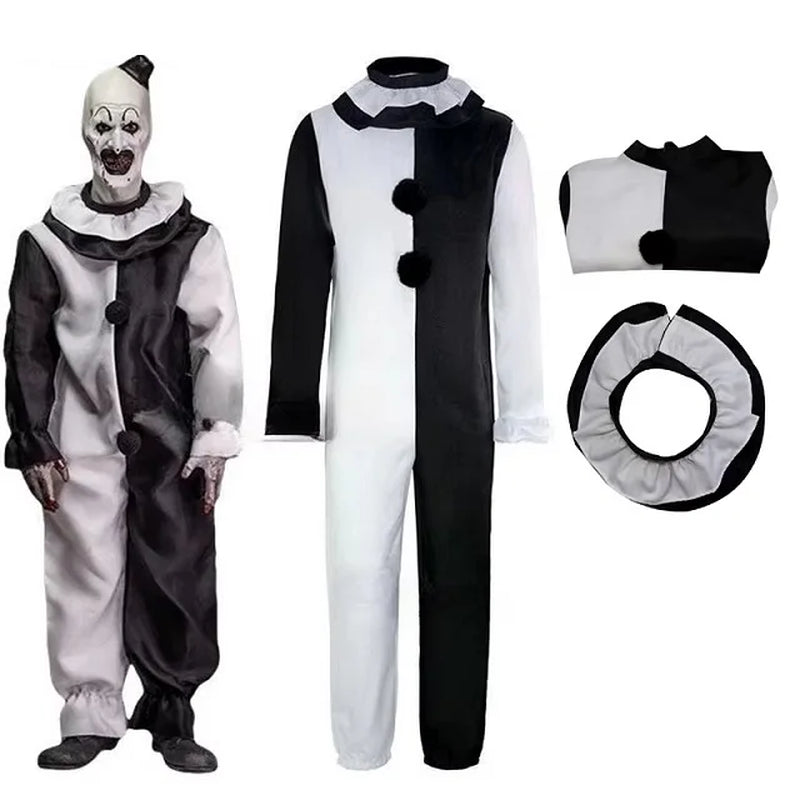 Art the Clown Cosplay Movie Terrifier 2 Art the Clown Cosplay Costume Jumpsuit Mask Halloween Costumes Mask for Men Women
