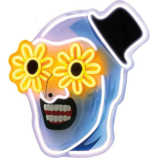 Terrifier Flower Skull UV Printed Neon Signs USB Powered LED Neon Lights for Wall Bedroom Party Game Room Man Cave Decoration